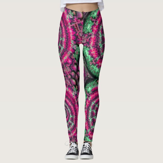 Legging Caleidoscópio magenta e verde (Frente)