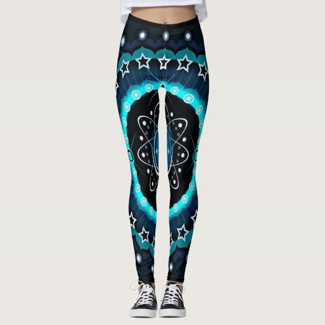 Legging Caleidoscópio Mandala com fundo preto (Frente)