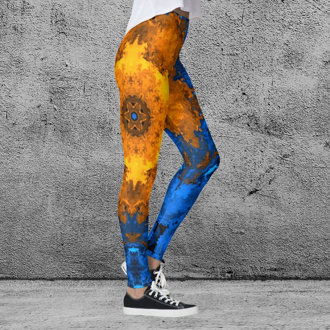 Legging Caleidoscópio Psicodélico Flor Amarelo e Azul (Criador carregado)