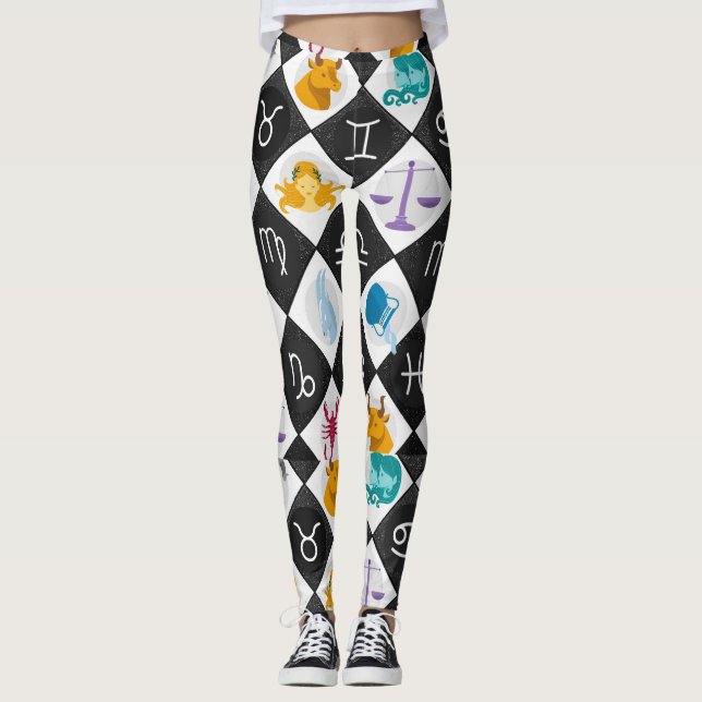 Legging Calendário de Astrologia de Sinal Sun Zodiac Thund (Frente)