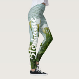 Legging Calla Lily Floral, Nome Personalizado