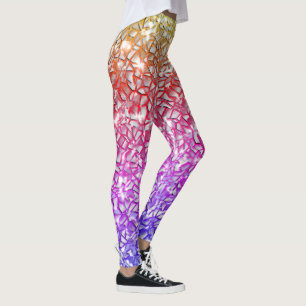 Legging Camadas de mosaico em laranja bruto até lilás e fa