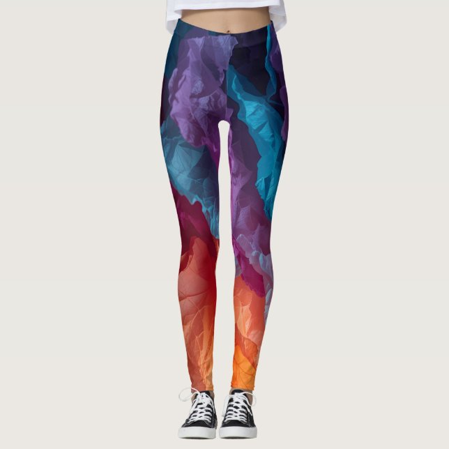 Legging Camadas de Papel de Seda Abstratas Luminosas (Frente)