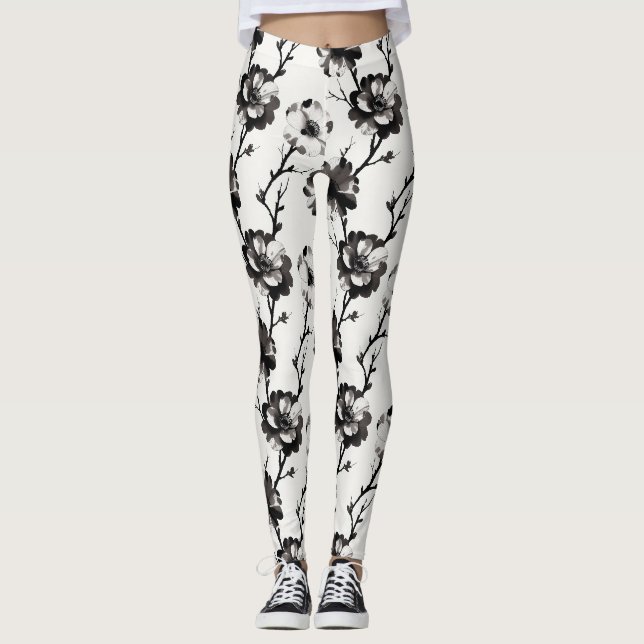 Legging Camélias ao estilo japonês (Frente)
