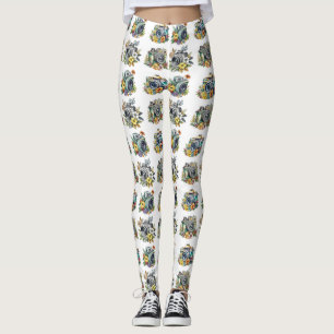 Legging Câmeras retrovisoras com Flores Bonito