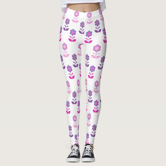 Legging Camiseta com lindo design floral (Frente)