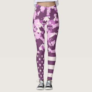 Legging Camo Rosa Militar de Bandeira dos EUA