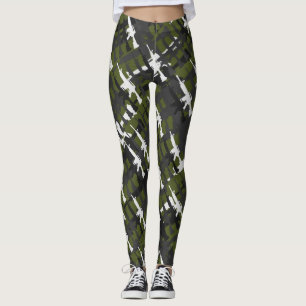 Legging Camouflage Rifles Estilo Militar Gun Green Camo