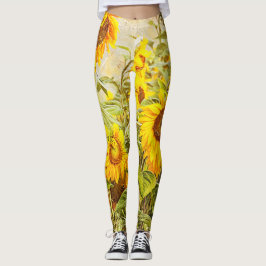 Legging Campo de girassol Vintage Amarelo-antigo Design