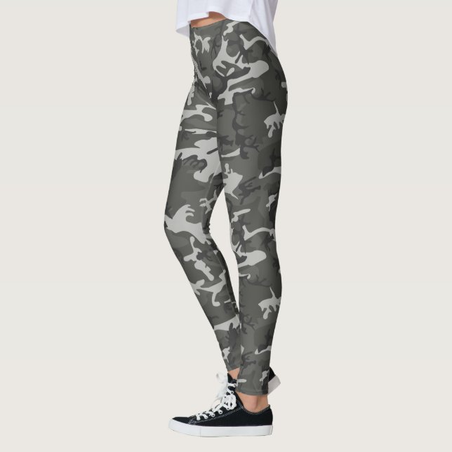 Legging Camuflagem Abstrata Cinza Moderna (Esquerda)