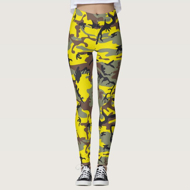 Legging Camuflagem Amarela e Marrom, Militar, Exército (Frente)