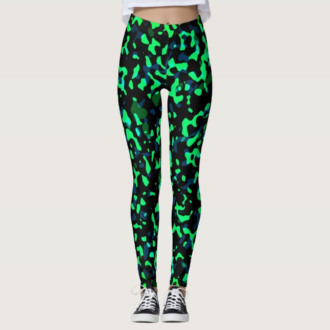 Legging Camuflagem Azul Verde Legal Trendy (Frente)