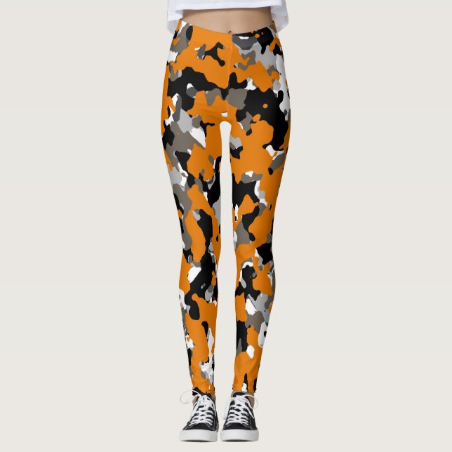 Legging Camuflagem de Cinza Negra Laranja Tan Camouflage I (Frente)