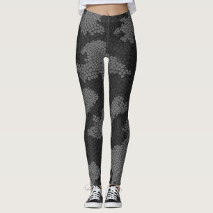 Legging Camuflagem de Elegância Moderna Preta e Cinza