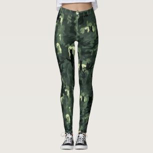 Legging Camuflagem de Gatos Verdes Escuros