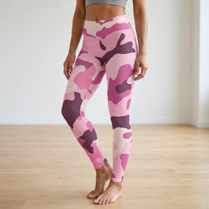 Legging Camuflagem de Rosa Quente Brilhante Yoga
