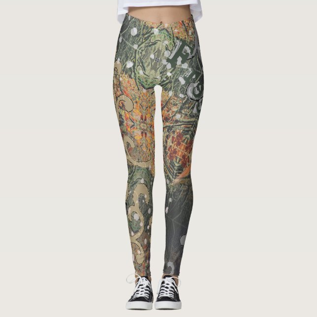 Legging Camuflagem Delicada Oculta e Seu Texto (Frente)