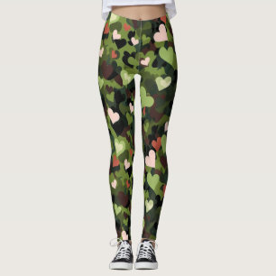 Legging Camuflagem do Coração Verde