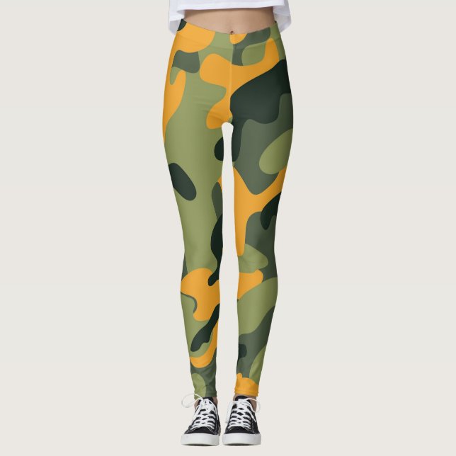 Legging Camuflagem do Exército Verde e Laranja (Frente)
