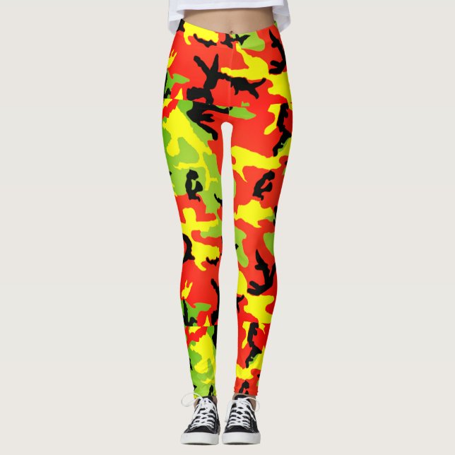 Legging Camuflagem etíope de Rastafari - caneleiras (Frente)