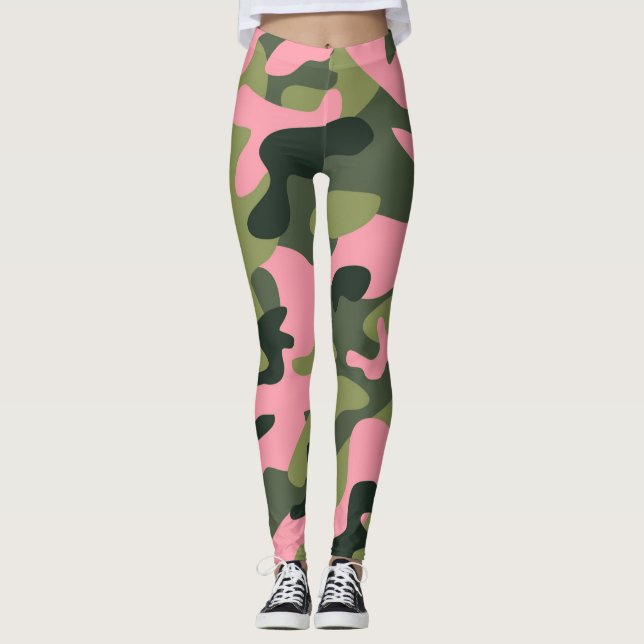 Legging Camuflagem Exército Verde e Rosa (Frente)