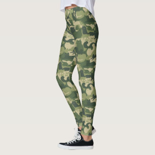 Legging Camuflagem Gatos Padrão Exército Gatinhos Verdes C