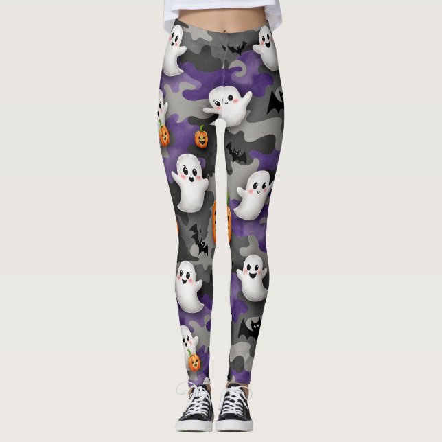 Legging Camuflagem Ghosts Bats Pumpkins (Frente)