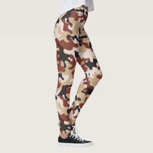 Legging Camuflagem Marrom, Preta Branca e Bege