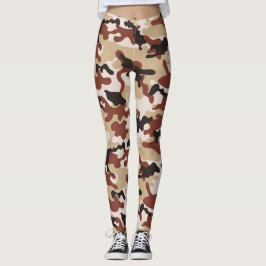 Legging Camuflagem Marrom, Preto e Bege