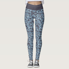 Legging Camuflagem militar azul, listras brancas e azuis