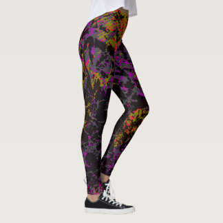 Legging Camuflagem Militar Neon Abstrato Caos