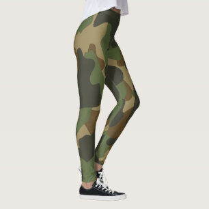 Legging Camuflagem Natural Verde Castanho Khaki