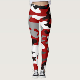 Legging Camuflagem negra, cinza e vermelha, design gráfica