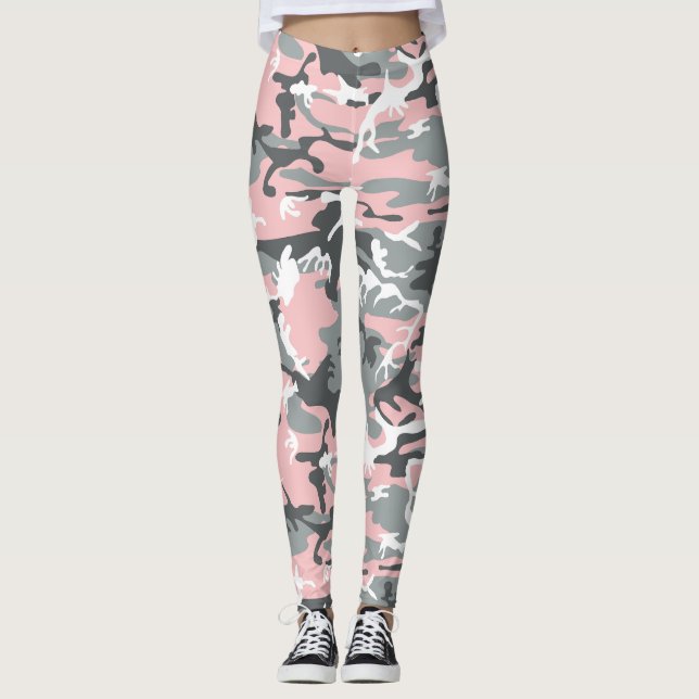 Legging Camuflagem rosa e Cinza, Militar, Exército (Frente)