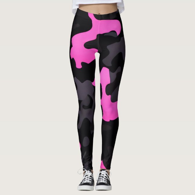 Legging Camuflagem rosa e preta (Frente)