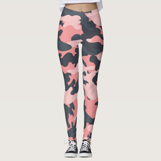 Legging Camuflagem rosa: Padrão clássico de vinheta (Frente)
