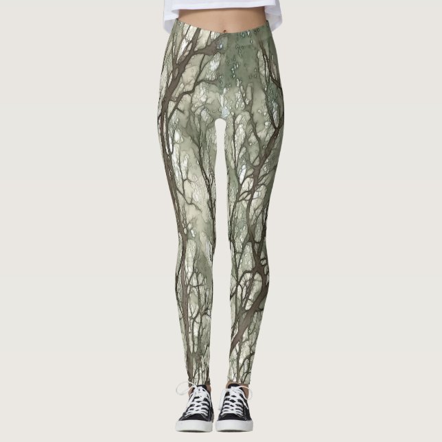 Legging Camuflagem Verde de Ramais de Água (Frente)