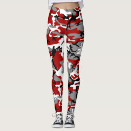 Legging Camuflagem Vermelha e Cinza, Militar, Exército