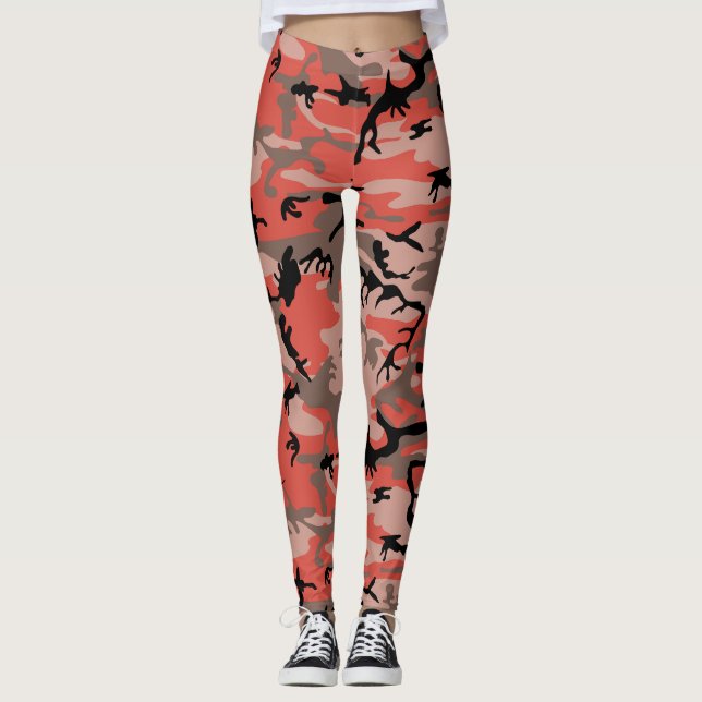 Legging Camuflagem Vermelha e Marrom, Militar, Exército (Frente)