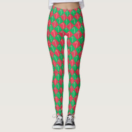 Legging Cana doce verde-festiva, branca, doce, com padrão 