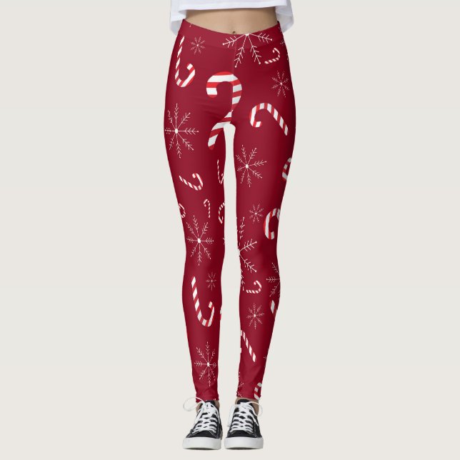 Legging Cana Festiva Festiva de Natal Cana-de-Neve Fresca (Frente)
