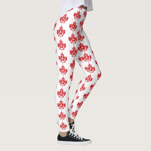 Legging Canada Maple Leaf Peace Symbol Patriotic Free (Direita)