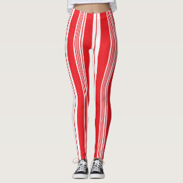 Legging Canas de Natal Vermelhas e Brancas, Estimuladas