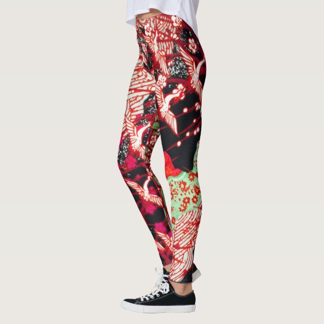 Legging CANAS DE VOO COM FLORES DE PRIMAVERA, FLORES verme (Esquerda)