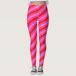Legging Canas Diagonais de Canas Rosa-Quente Vermelha - Na