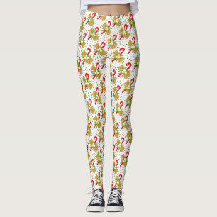 Legging Canas Vermelhas e Douradas no Natal Branco