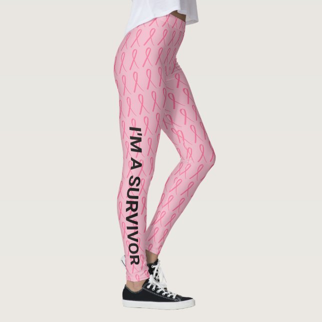 Legging Cancer Da Mama Execute Seu Nome Fita Rosa Dupla Si (Direita)