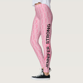Legging Cancer de Mama Rosa Execute Seu Nome Fita Dupla