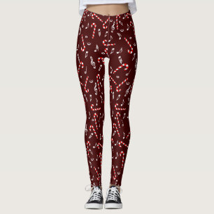 Legging Candy Cane Music Notes
