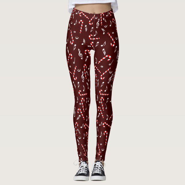 Legging Candy Cane Music Notes (Frente)
